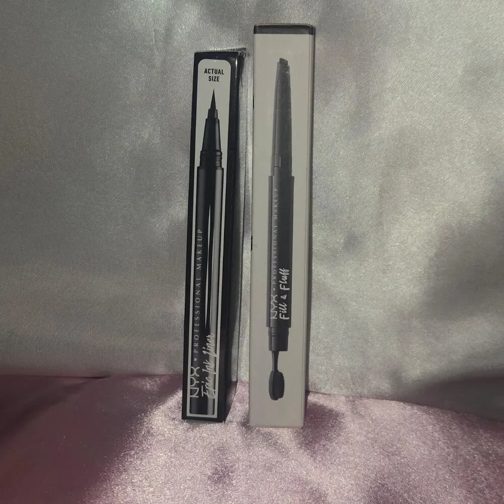 NYX Epic Ink Liner and Fill & Fluff Eyebrow Pencil in black
